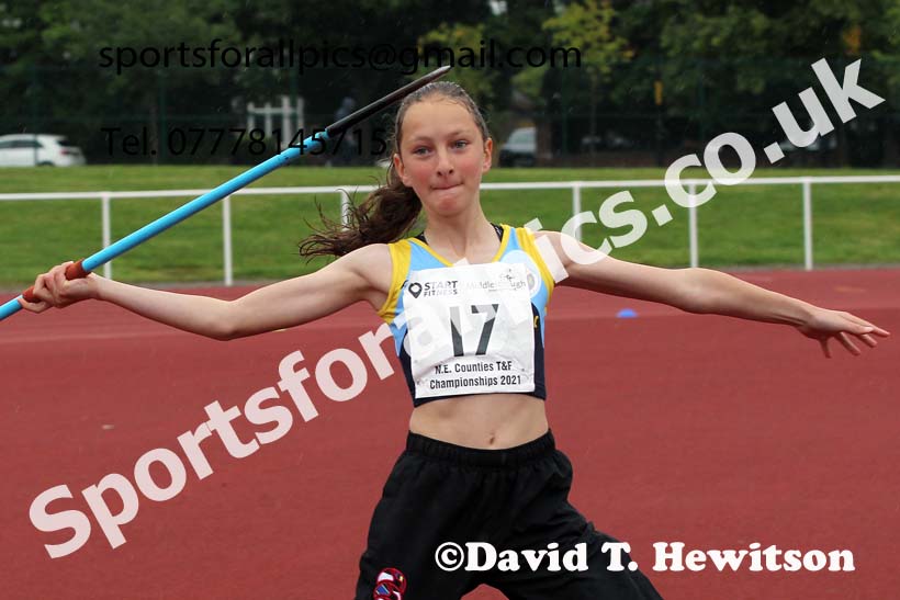 Women and Girls javelin, 2021 North Eastern Track and Field Champs., Middesbrough. Photo: David T. Hewitson/Sports for All Pics